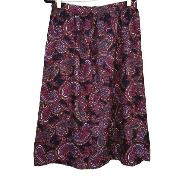 Motivation Russ Togs Vintage Paisley Cottage Grandma Boho Midi Skirt - Women's L