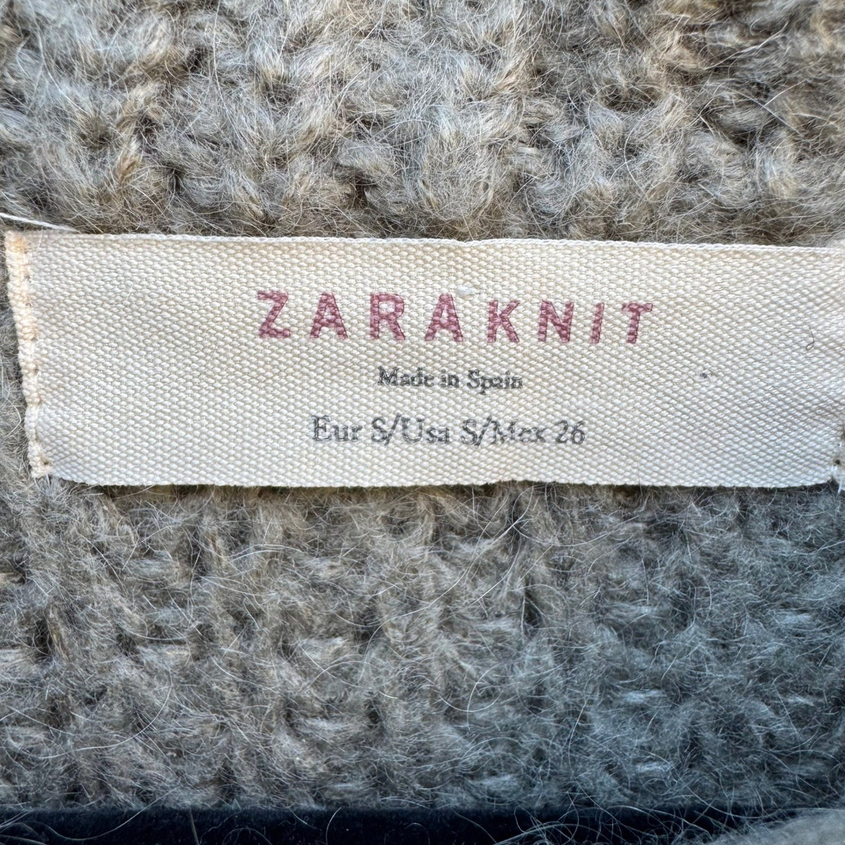 Zara Knit Mohair Wool Blend Minimalist Scandi Waffle Chunky Mock Neck Sweater S