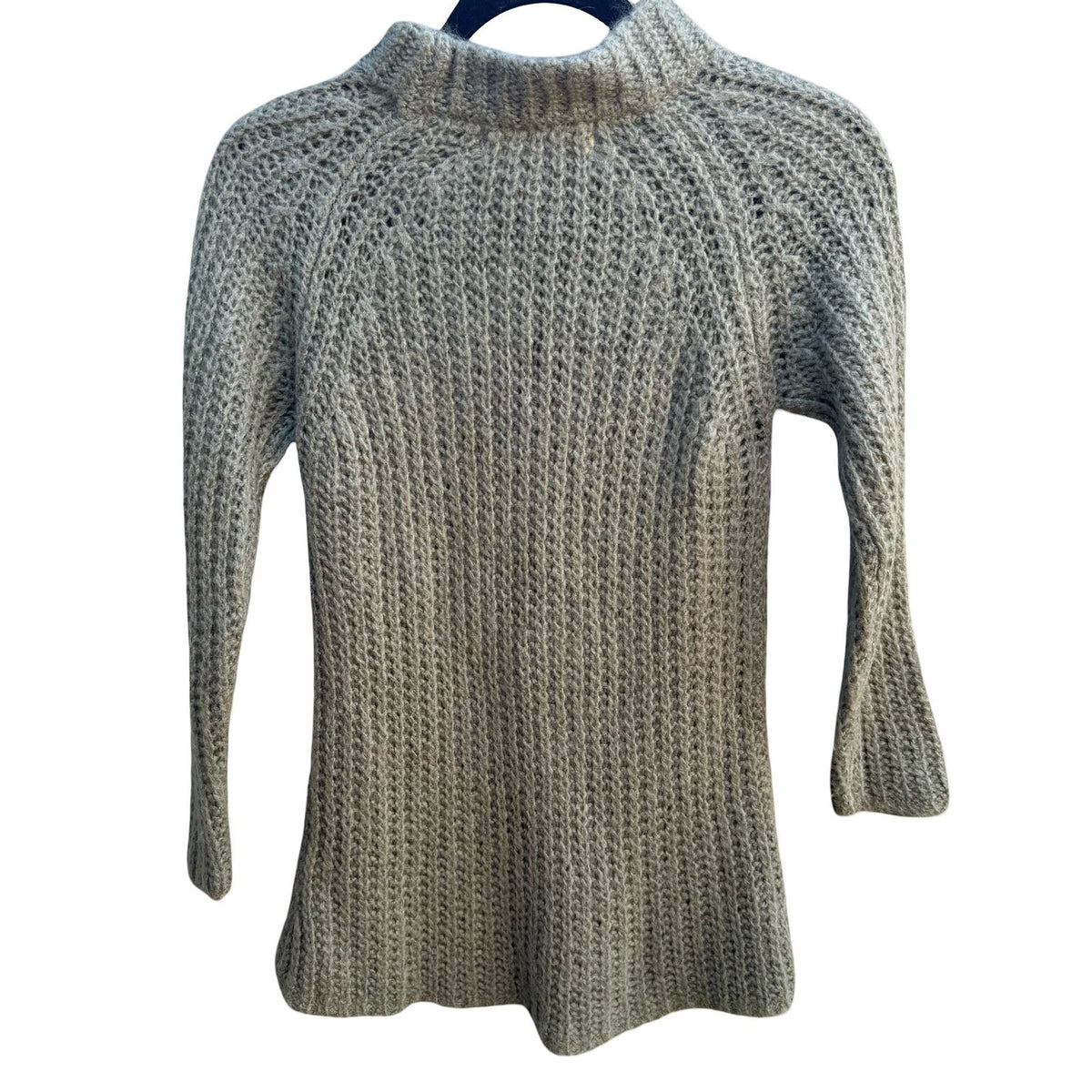 Zara Knit Mohair Wool Blend Minimalist Scandi Waffle Chunky Mock Neck Sweater S