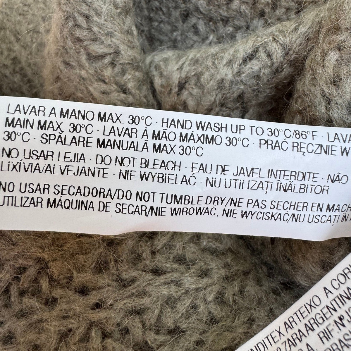 Zara Knit Mohair Wool Blend Minimalist Scandi Waffle Chunky Mock Neck Sweater S