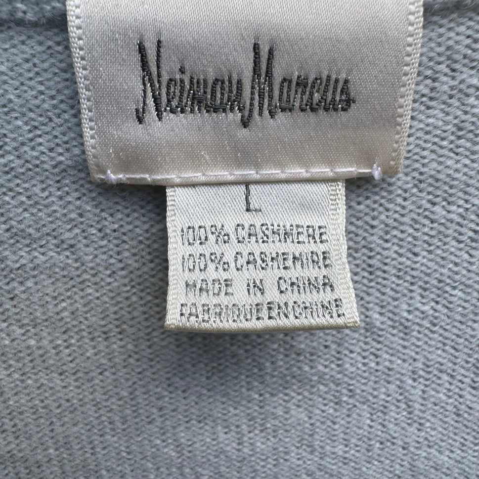 Neiman Marcus Cashmere Quiet Luxury Preppy Cozy Cardigan Sweater Pastel Blue L
