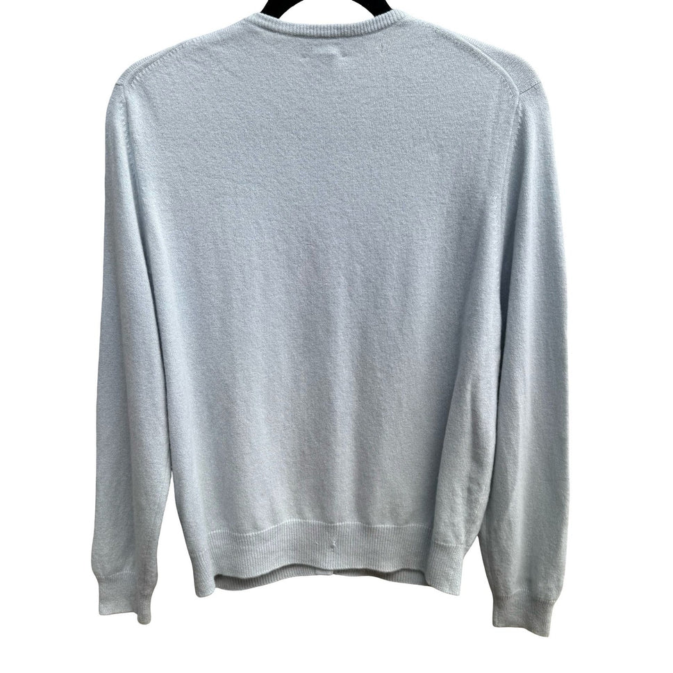 Neiman Marcus Cashmere Quiet Luxury Preppy Cozy Cardigan Sweater Pastel Blue L