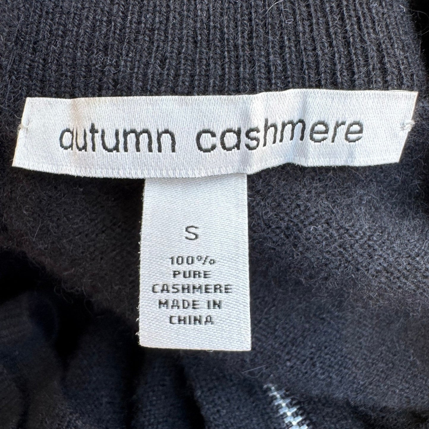 Autumn Cashmere Pure Cashmere Back Zip Elbow Sleeve Sweater Womens S Black Goth
