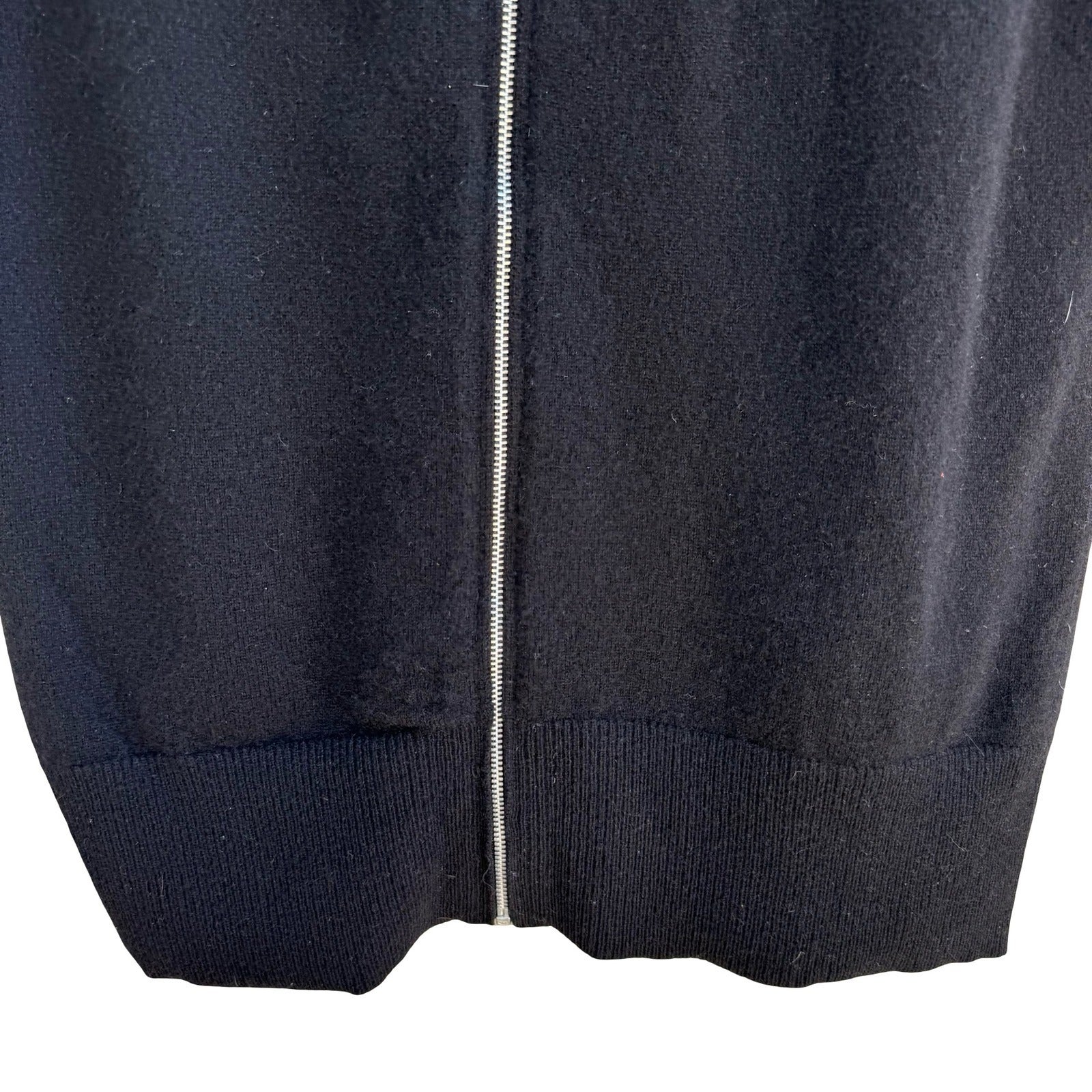 Autumn Cashmere Pure Cashmere Back Zip Elbow Sleeve Sweater Womens S Black Goth