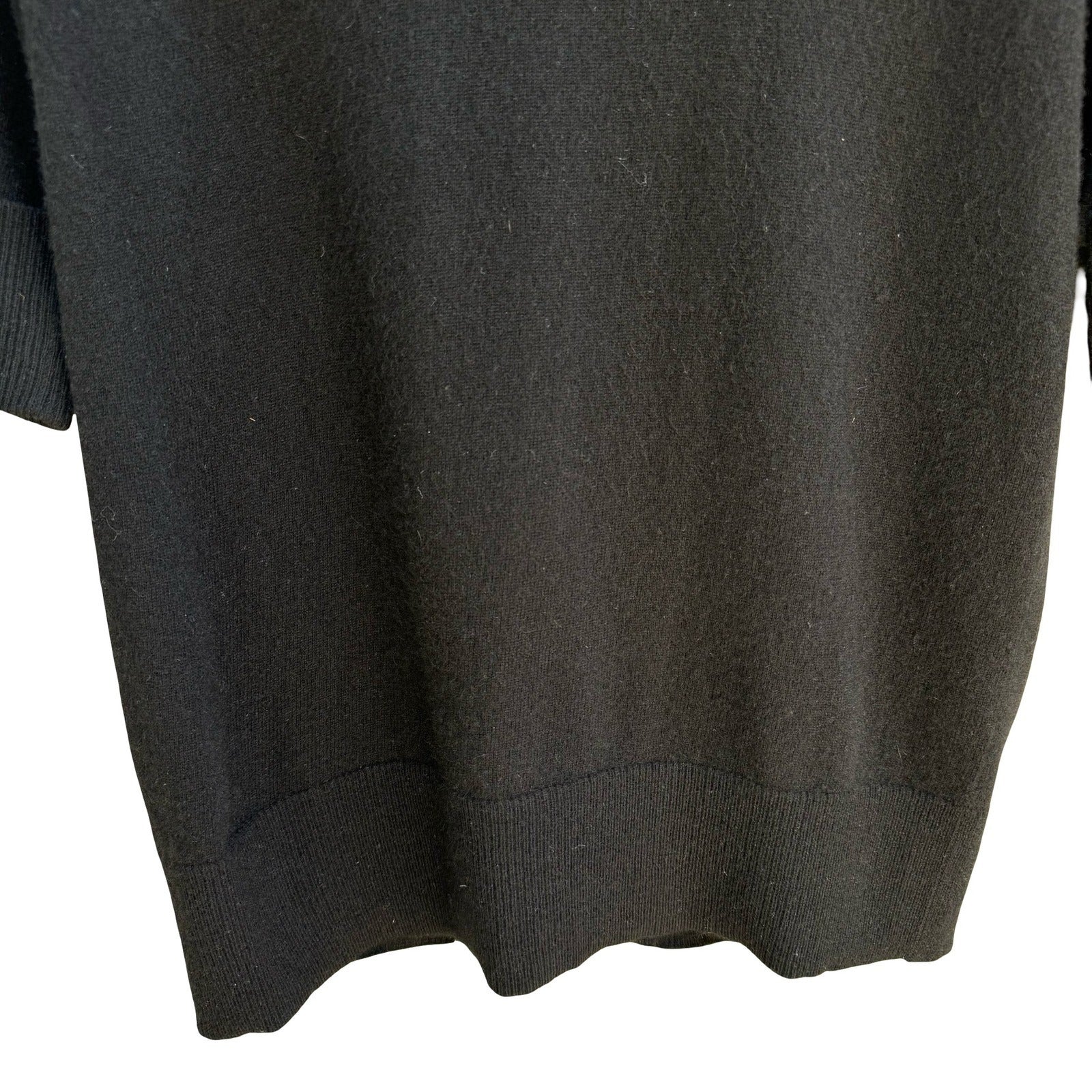 Autumn Cashmere Pure Cashmere Back Zip Elbow Sleeve Sweater Womens S Black Goth