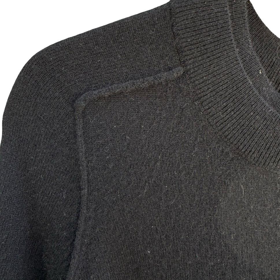 Autumn Cashmere Pure Cashmere Back Zip Elbow Sleeve Sweater Womens S Black Goth