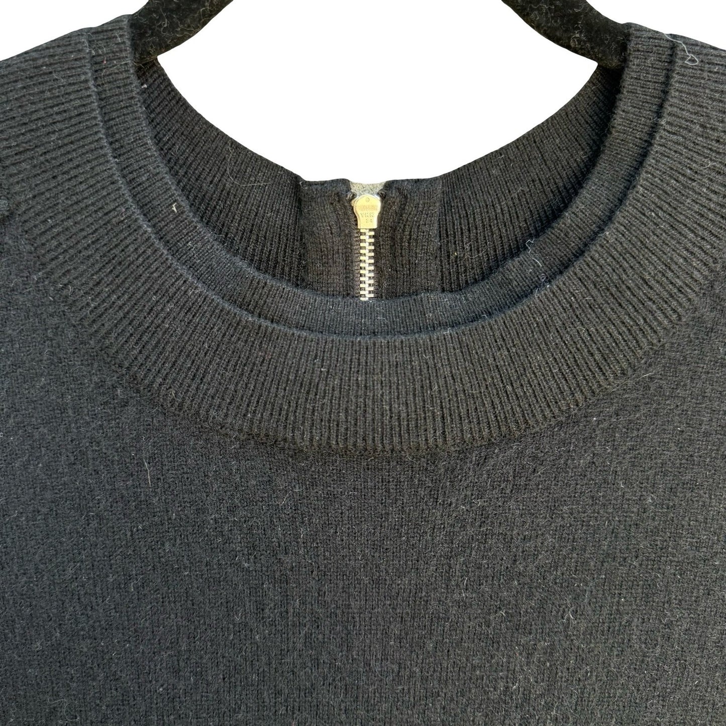Autumn Cashmere Pure Cashmere Back Zip Elbow Sleeve Sweater Womens S Black Goth