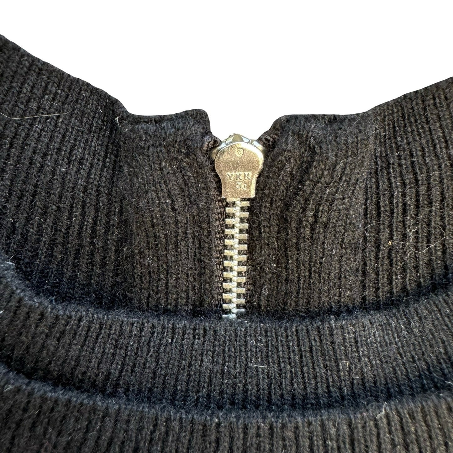 Autumn Cashmere Pure Cashmere Back Zip Elbow Sleeve Sweater Womens S Black Goth