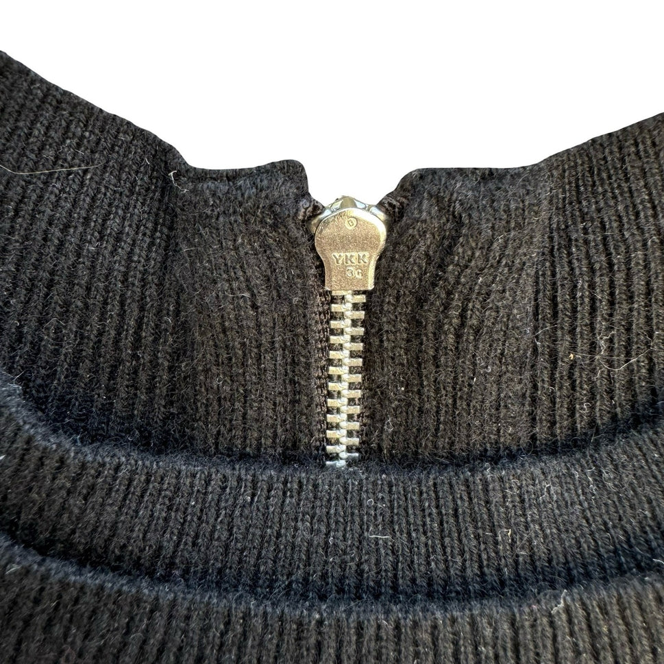 Autumn Cashmere Pure Cashmere Back Zip Elbow Sleeve Sweater Womens S Black Goth