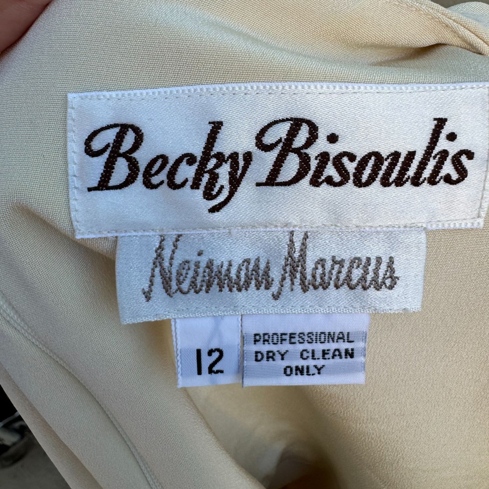 Becky Bisoulis Neiman Marcus Vintage Women's Beaded Lace Cream 3 Piece Dress Set