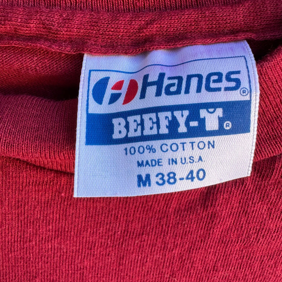 Hanes Beefy-T Red Left Handed Pride Graphic Short Sleeve All Cotton Shirt M 38-40