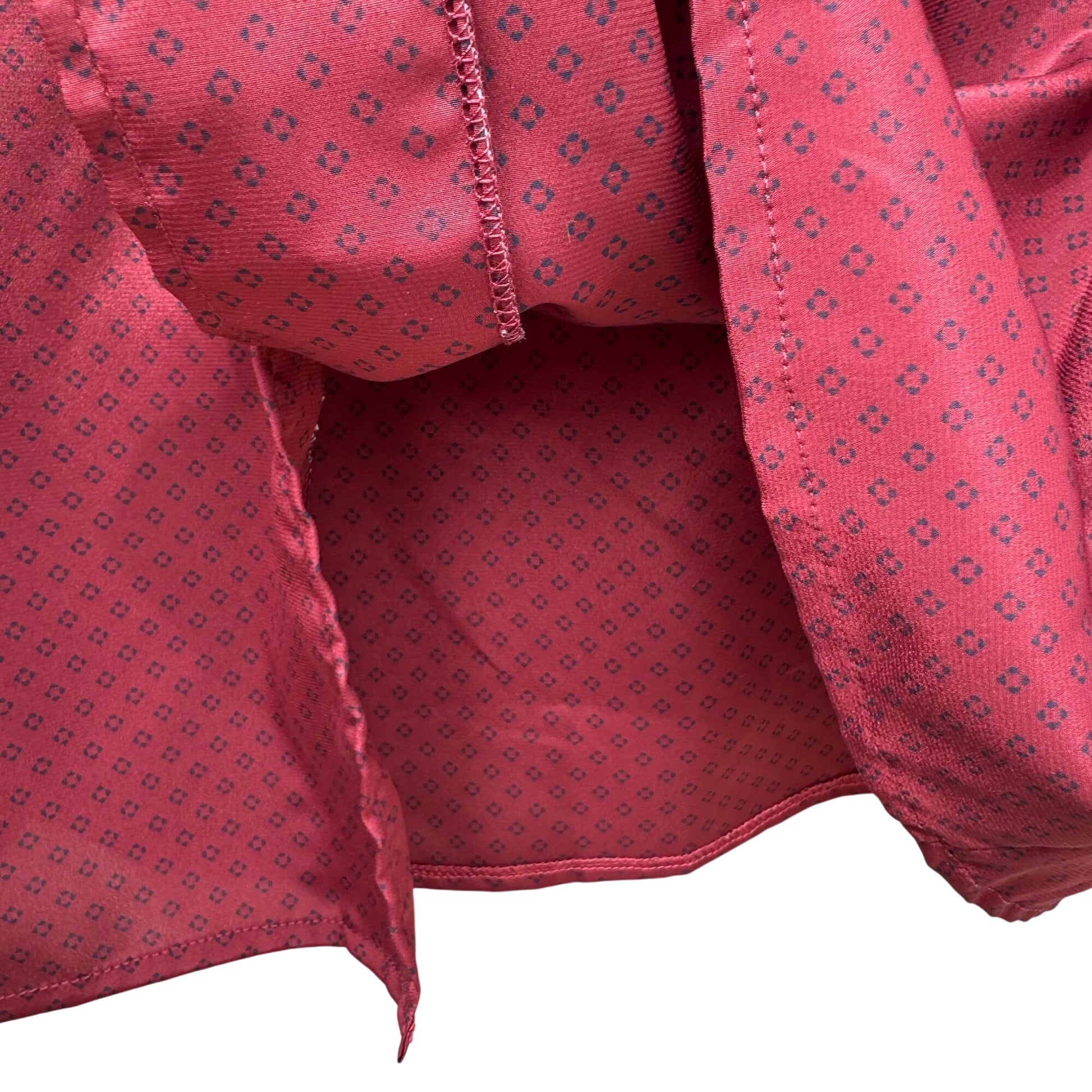 Nordstrom Town Square Vintage Red Patterned Button-Up Long Sleeve Blouse Top 14