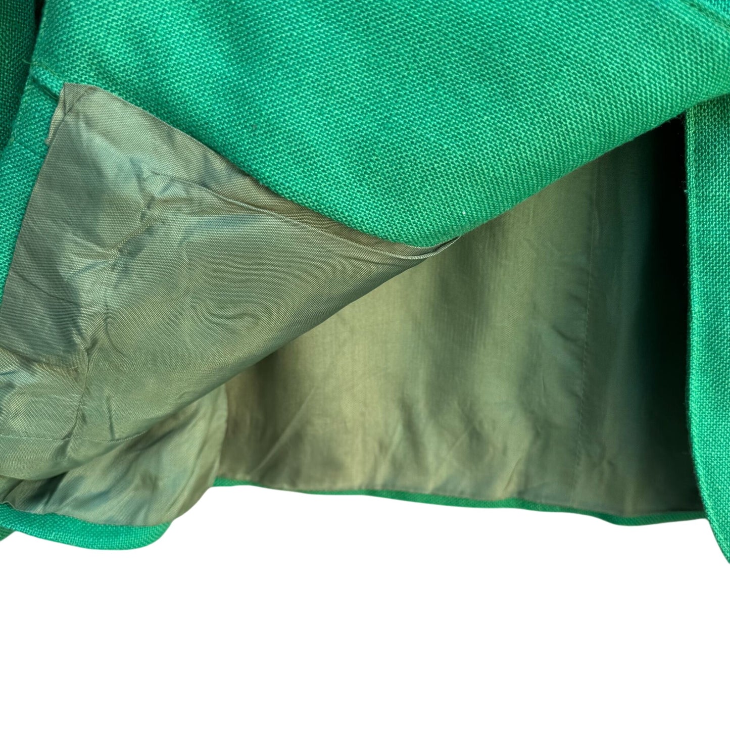 Vintage Womens Green Two Button Heavy Linen Decorative Gold Button Blazer Jacket