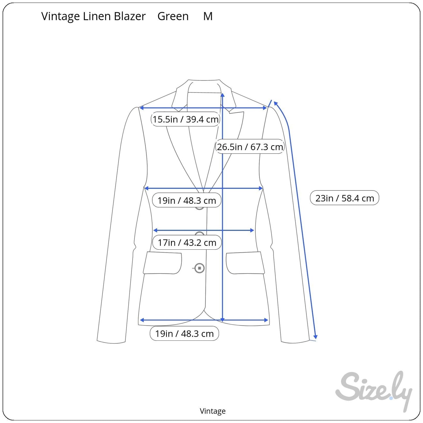 Vintage Womens Green Two Button Heavy Linen Decorative Gold Button Blazer Jacket