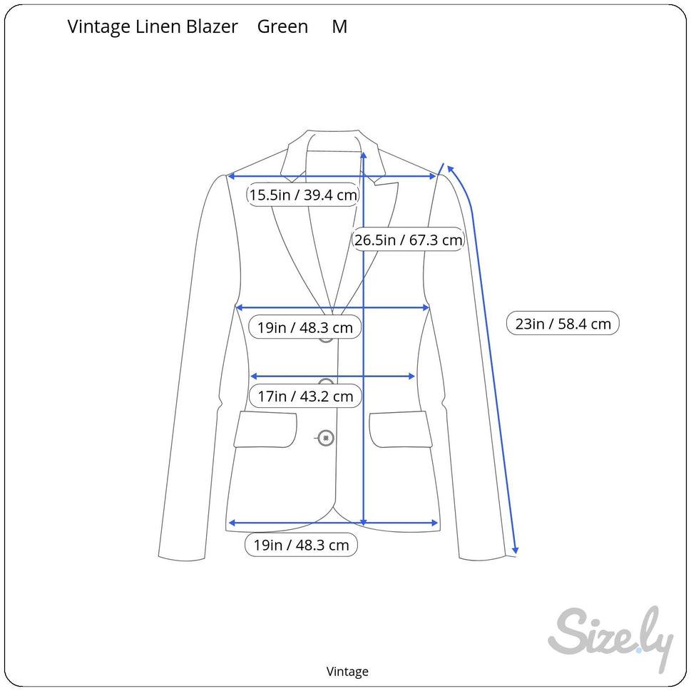 Vintage Womens Green Two Button Heavy Linen Decorative Gold Button Blazer Jacket