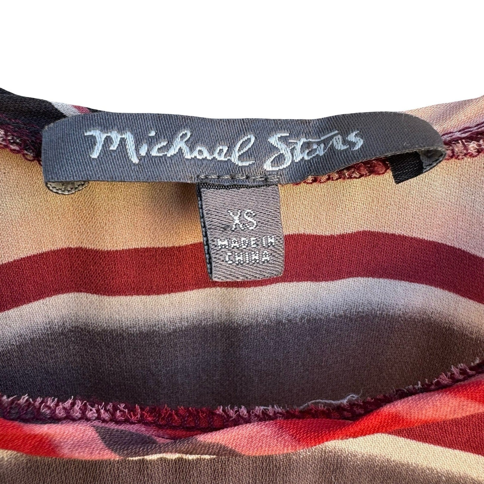 Michael Stars Silk Striped Luxury Designer Layering Tank Top Ribbon Trim Red XS