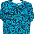 Switch Diane Gilman Silk Leopard Print Blouse Turquoise Studded Neck S Bold Luxury Edgy 3 image