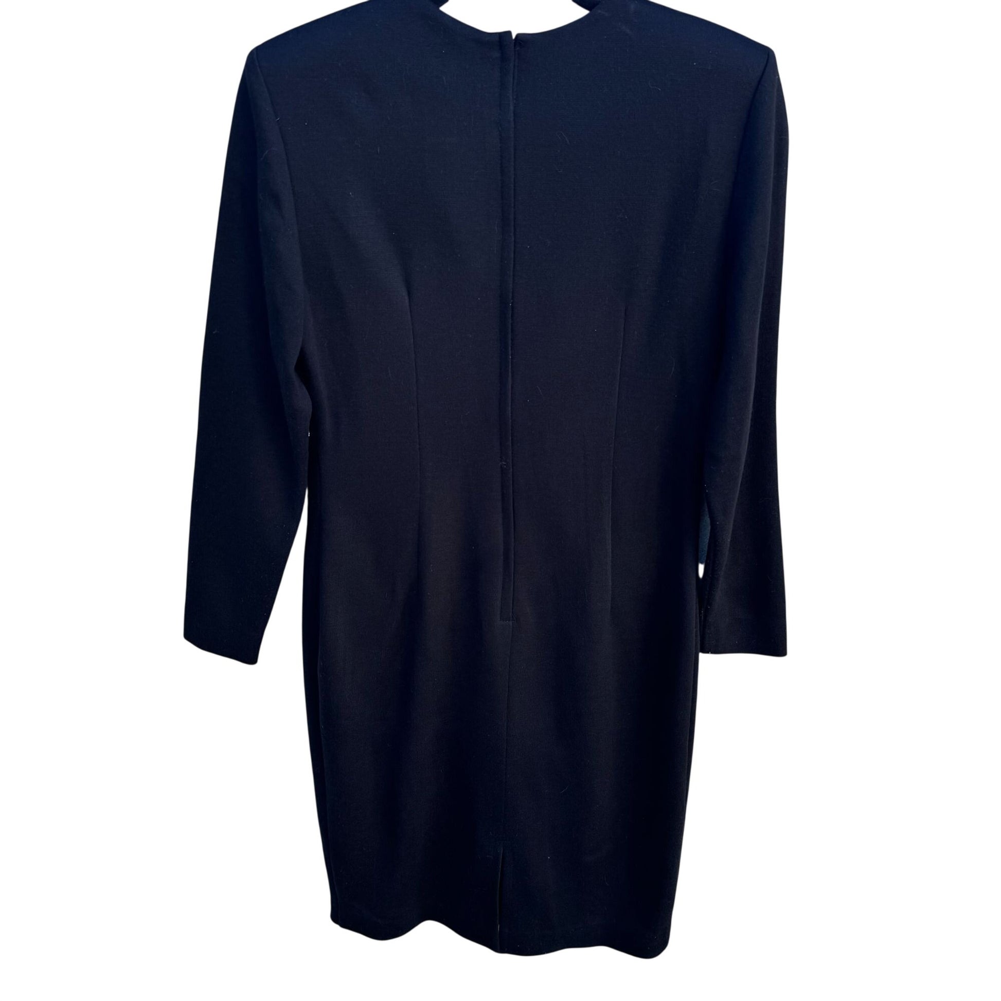 Petite Sophisticates Vintage 80s Black Beaded Long Sleeve Pencil Cocktail Dress 6