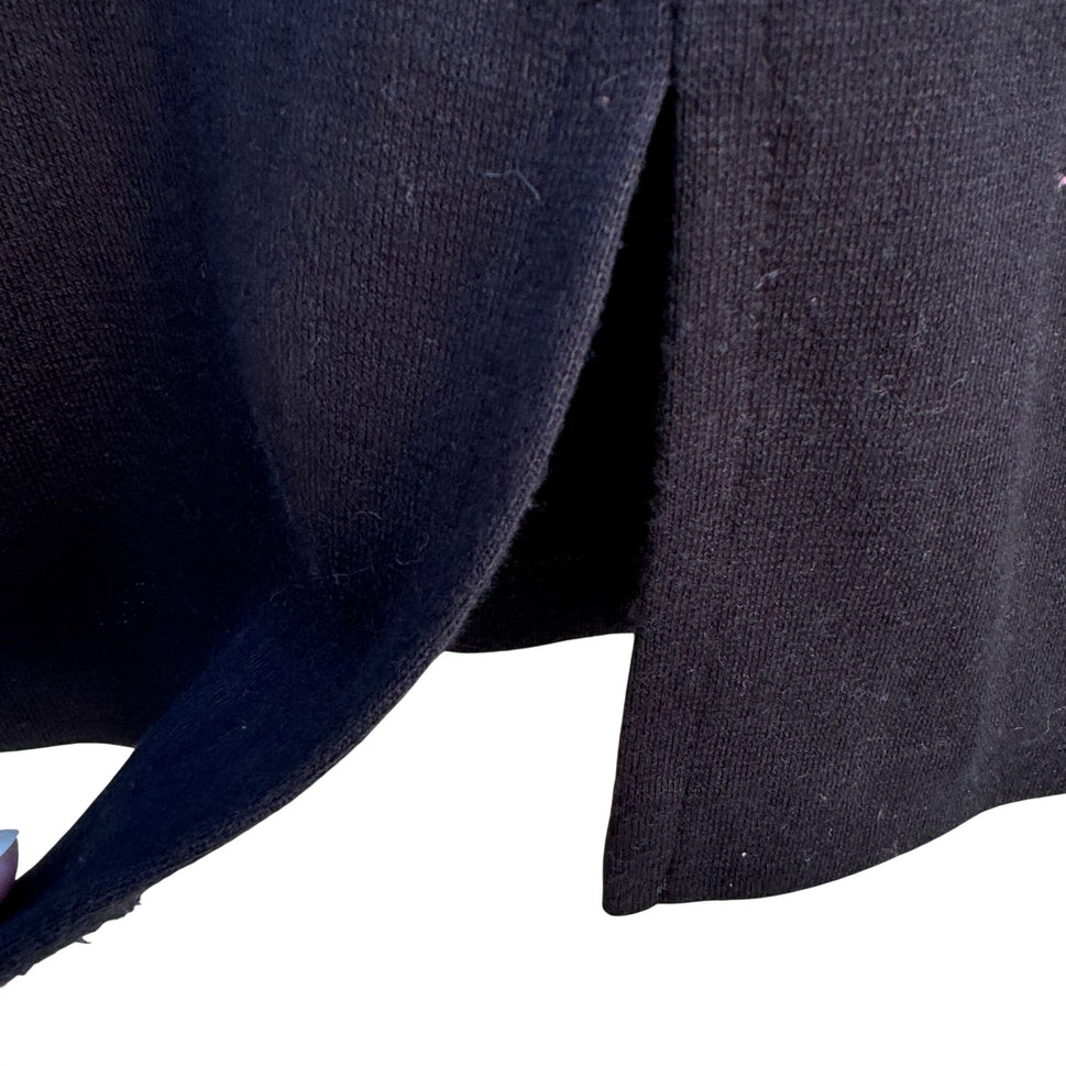 Petite Sophisticates Vintage 80s Black Beaded Long Sleeve Pencil Cocktail Dress 6