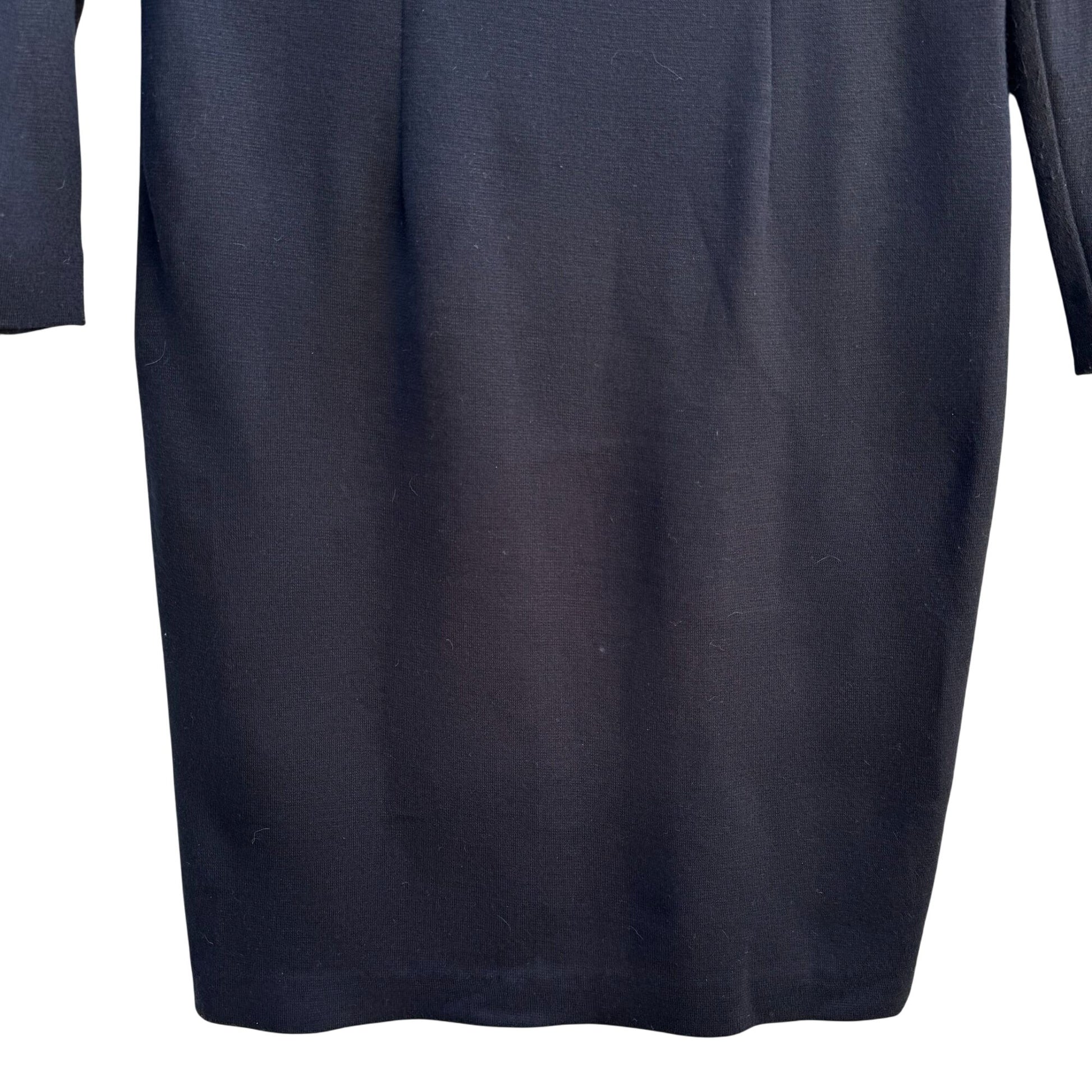 Petite Sophisticates Vintage 80s Black Beaded Long Sleeve Pencil Cocktail Dress 6