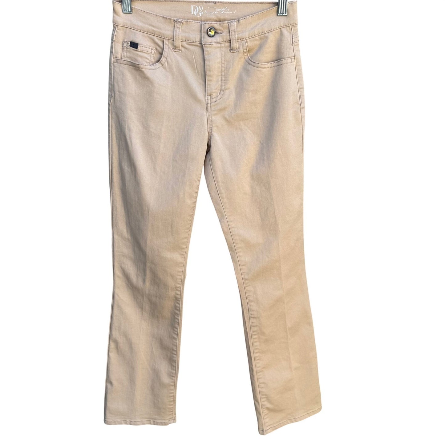 Diane Gilman DG2 Tan Bootcut Embellished Rhinestone Pocket Jeans Womens 2P Khaki
