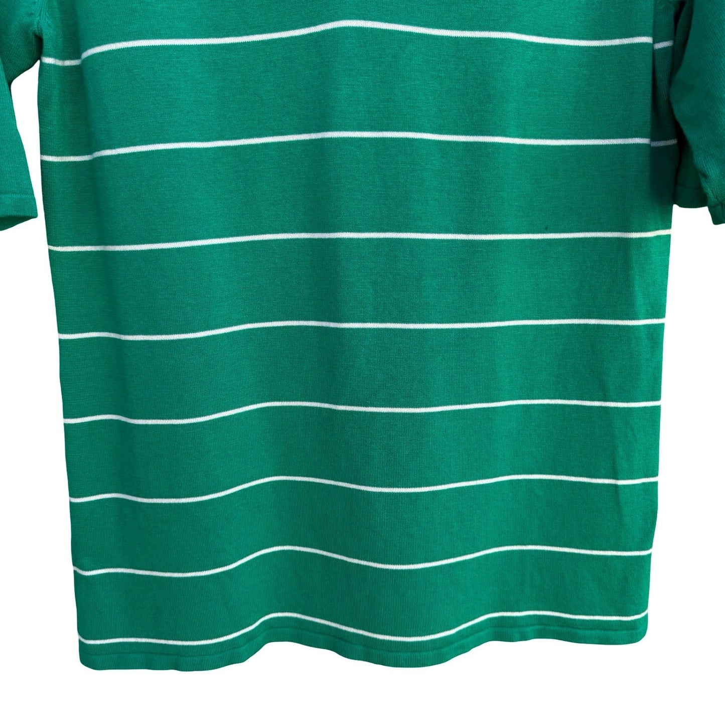 GMR Fashion Green White Striped V-Neck 3/4 Sleeve Knit Sweater Top Womens Medium