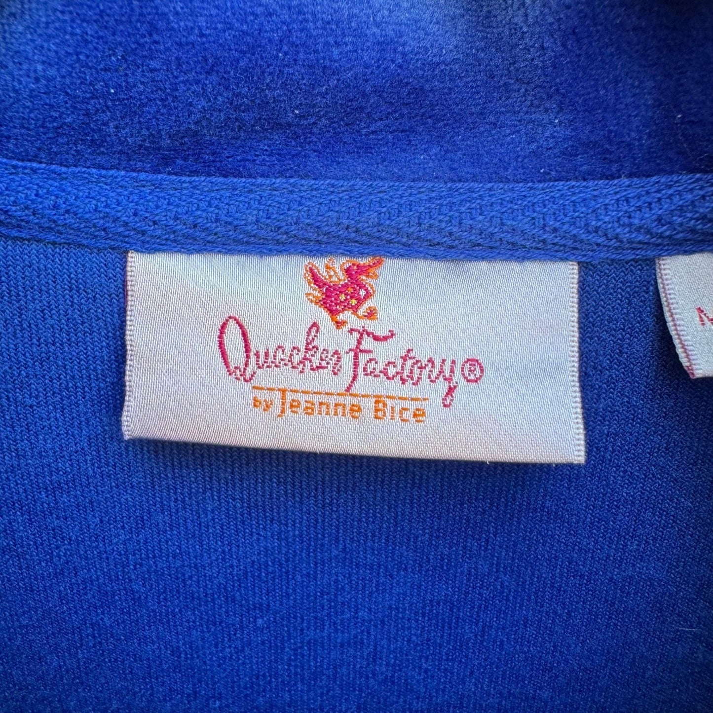 Quacker Factory Y2K Athleisure Cozy Glam Velour Quilted Rhinestone Zip Jacket S