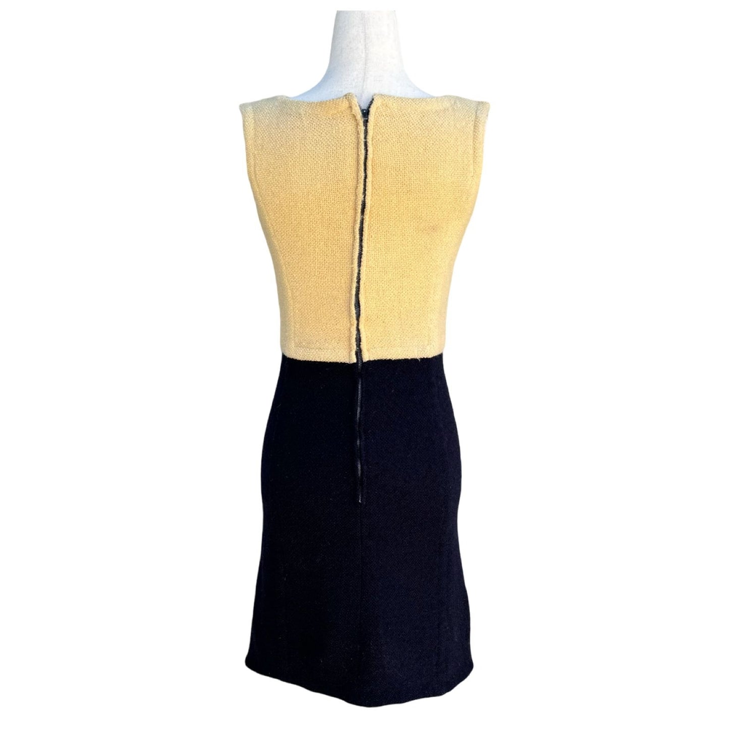 Vintage 60s Mod Retro Sleeveless Square Neck Lined Bodycon Women's Mini Dress XS