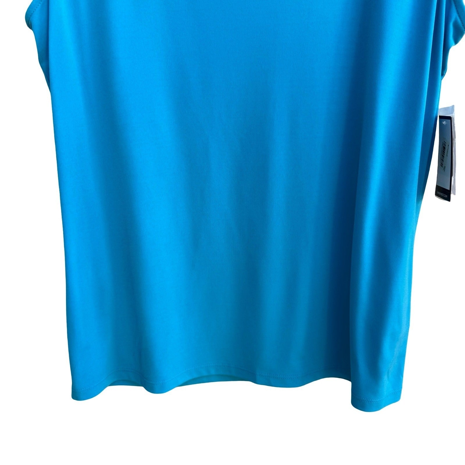 Nine West Professional Edgy Career Cowl Neck Studded Sleeveless Blouse Blue NWT