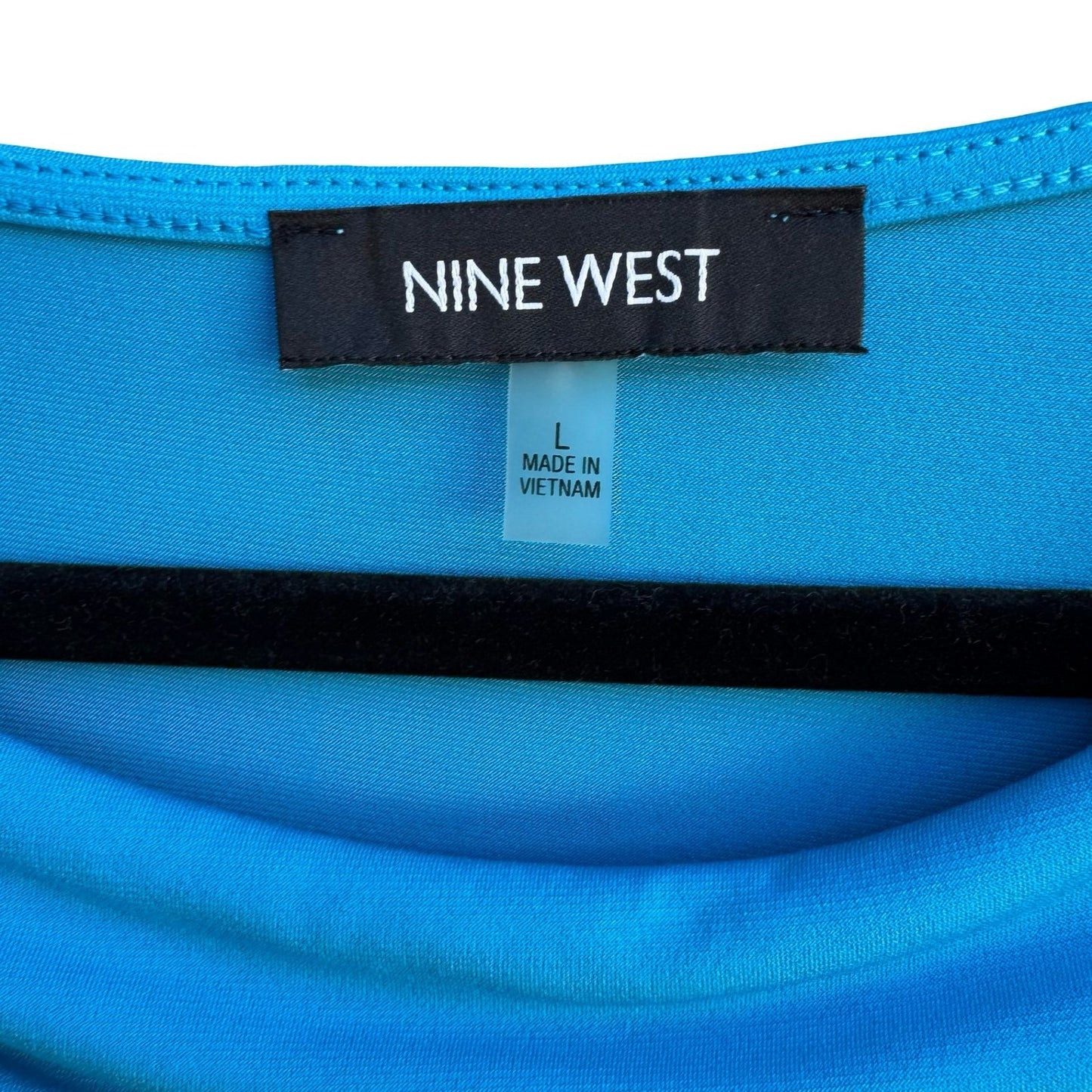 Nine West Professional Edgy Career Cowl Neck Studded Sleeveless Blouse Blue NWT