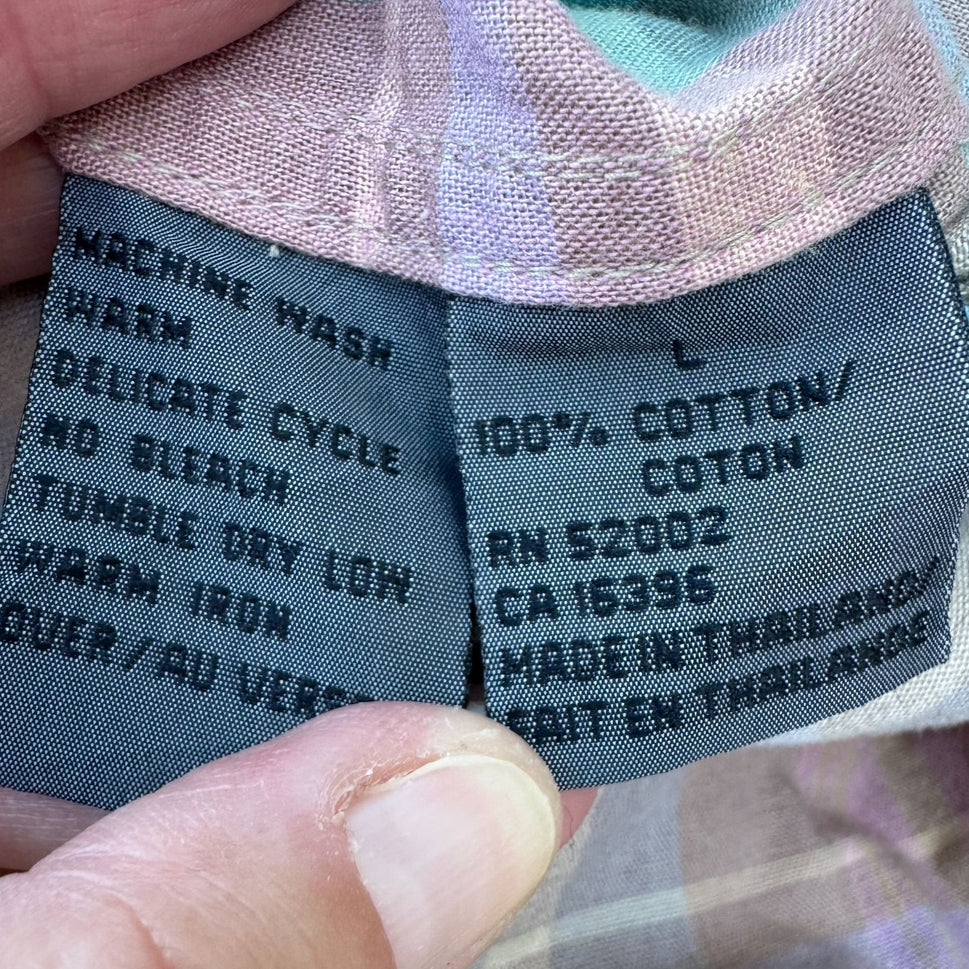 Lizwear Vintage 80s Pastel Plaid Womens Elastic Drawstring Waist Retro Jacket L