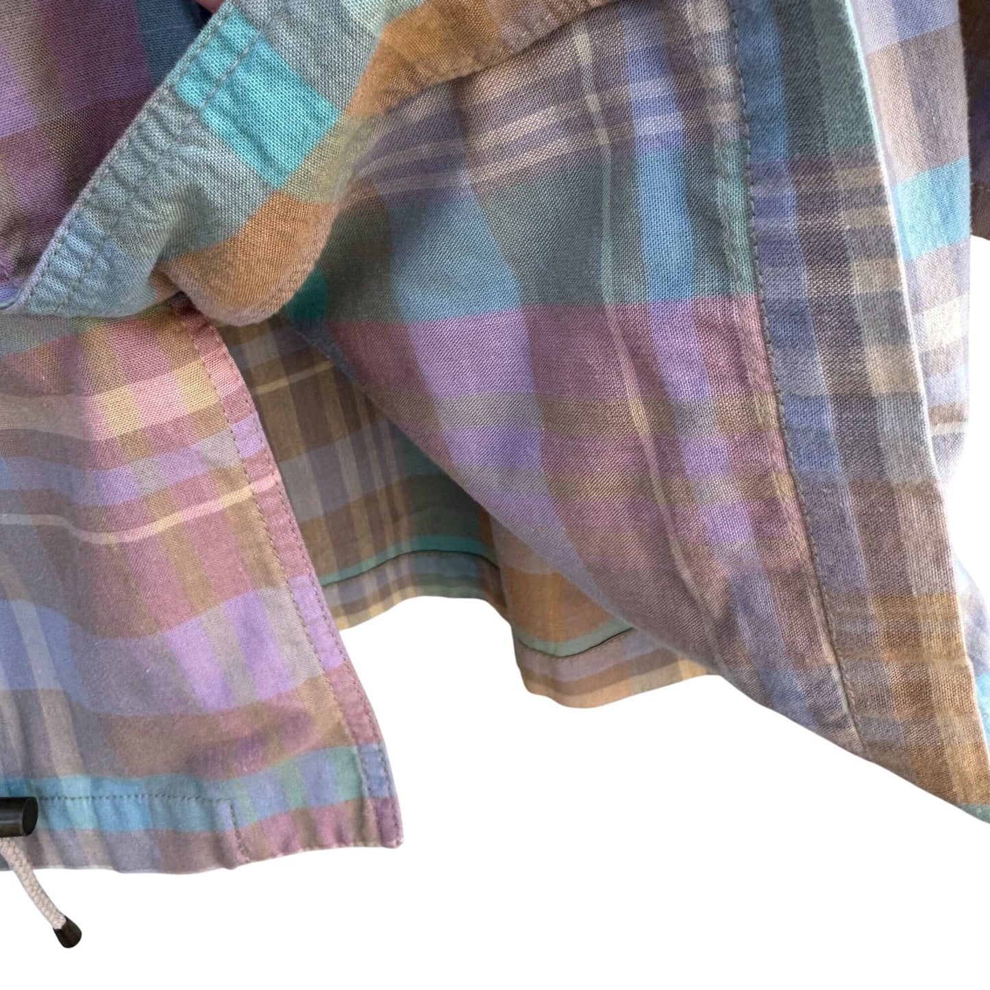 Lizwear Vintage 80s Pastel Plaid Womens Elastic Drawstring Waist Retro Jacket L