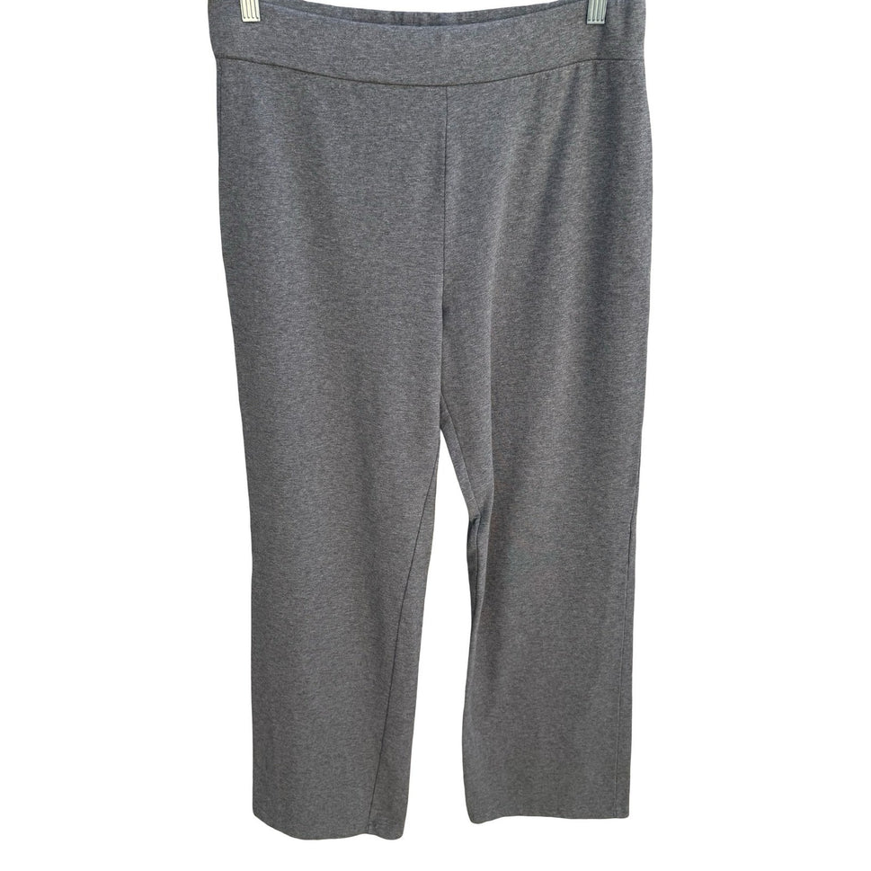 Jones New York Signature Womens Heather Grey Pull On Knit Straight Leg Pants L