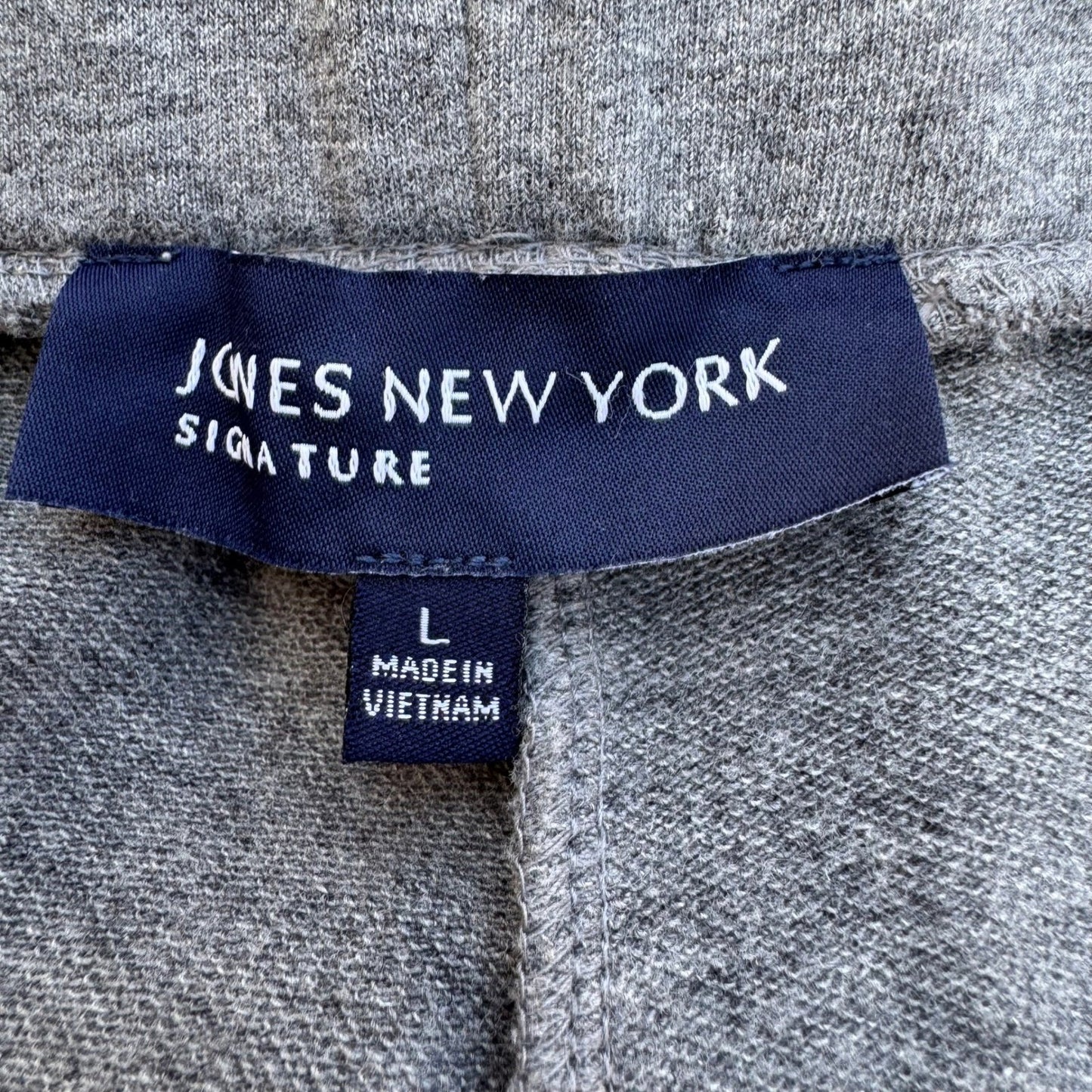 Jones New York Signature Womens Heather Grey Pull On Knit Straight Leg Pants L