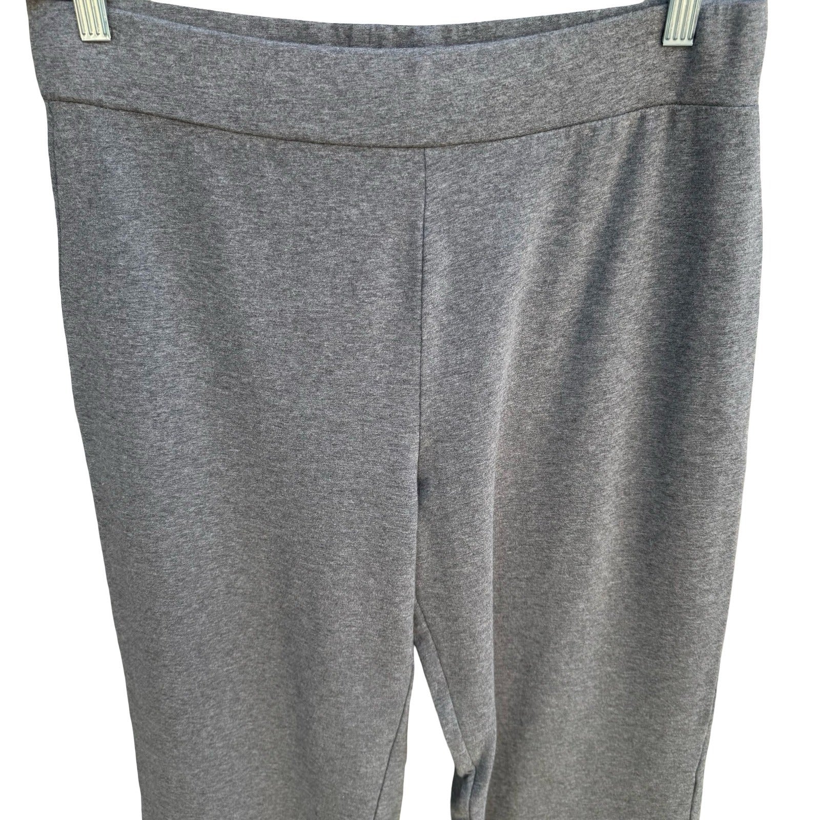 Jones New York Signature Womens Heather Grey Pull On Knit Straight Leg Pants L