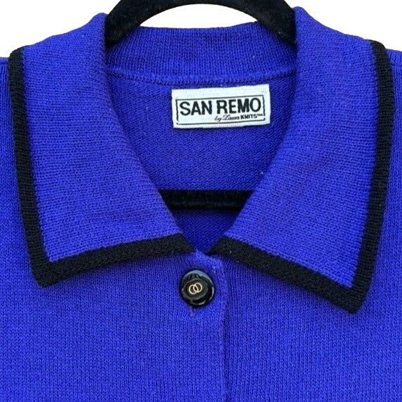 San Remo By Laura Knits Vintage 80s 90s Women's Polo Collar Suit Jacket Blazer M