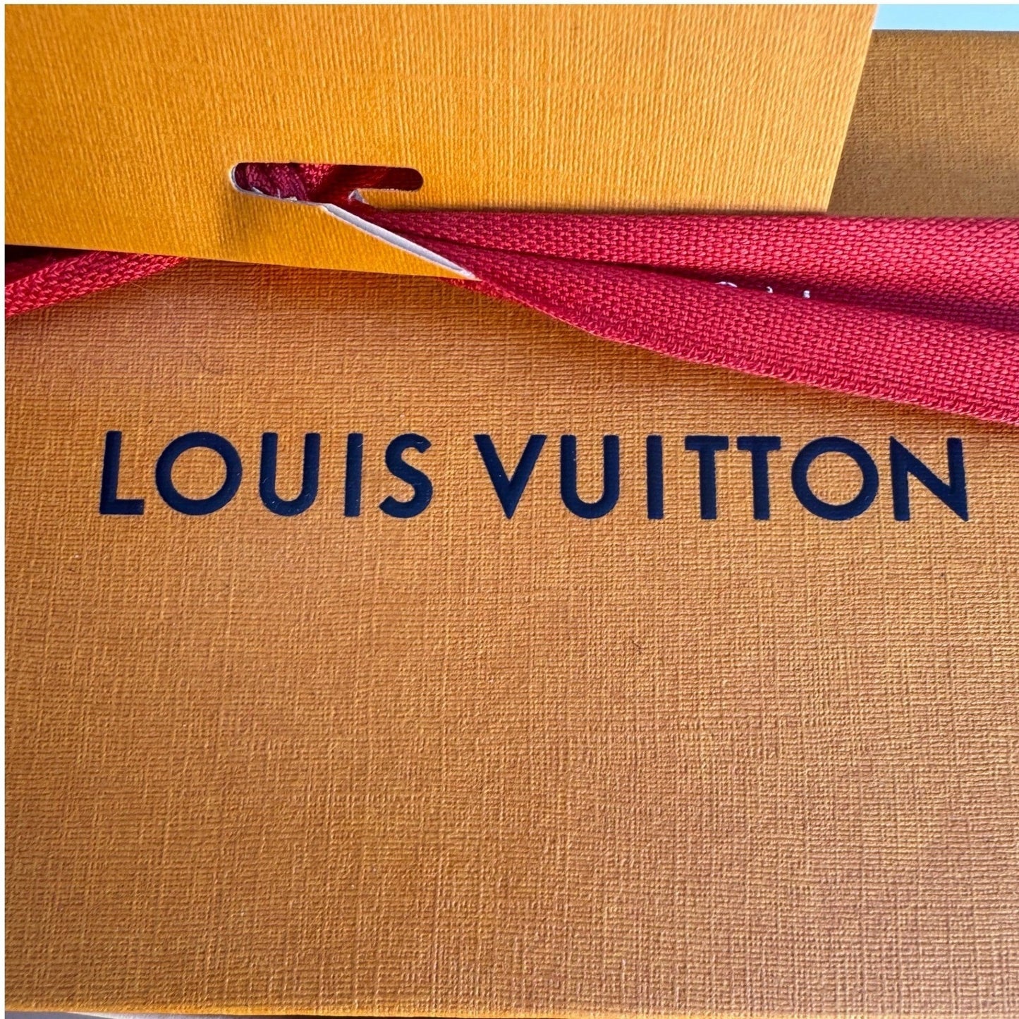 Louis Vuitton Orange Rectangle Drawer Gift Box Red Ribbon Card and Envelope Set