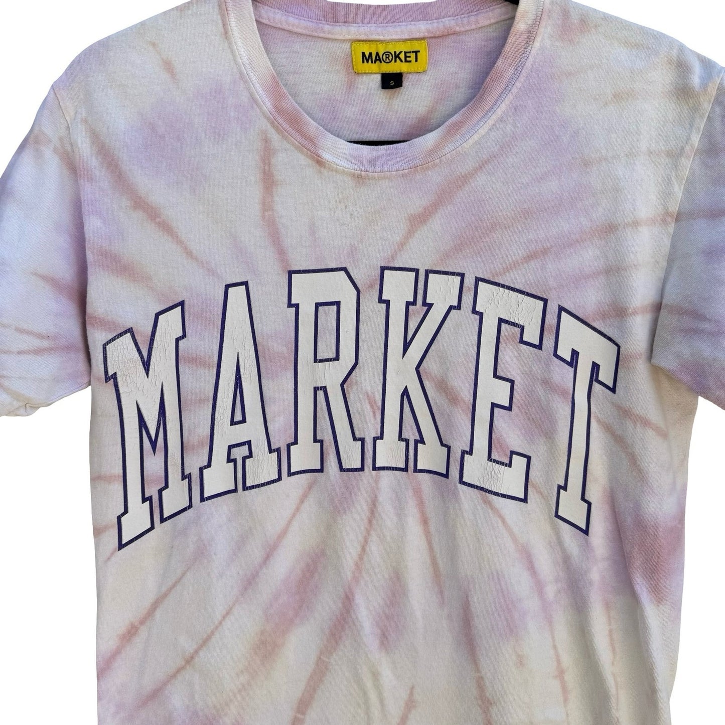 Market Tie Dye Varsity Arch Logo T-Shirt Skater Collegiate Streetwear Mens S