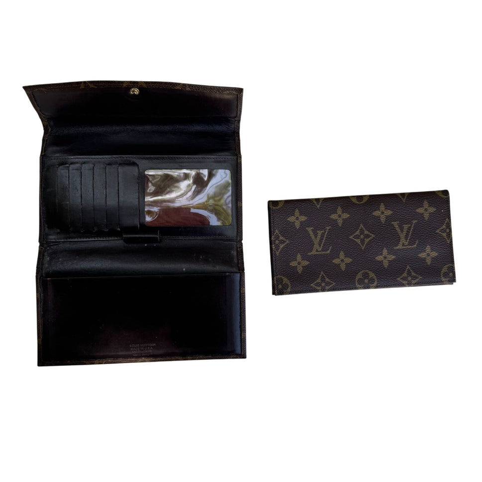 Louis Vuitton Vintage Monogram Canvas Trifold Wallet Card Holder Checkbook Cover