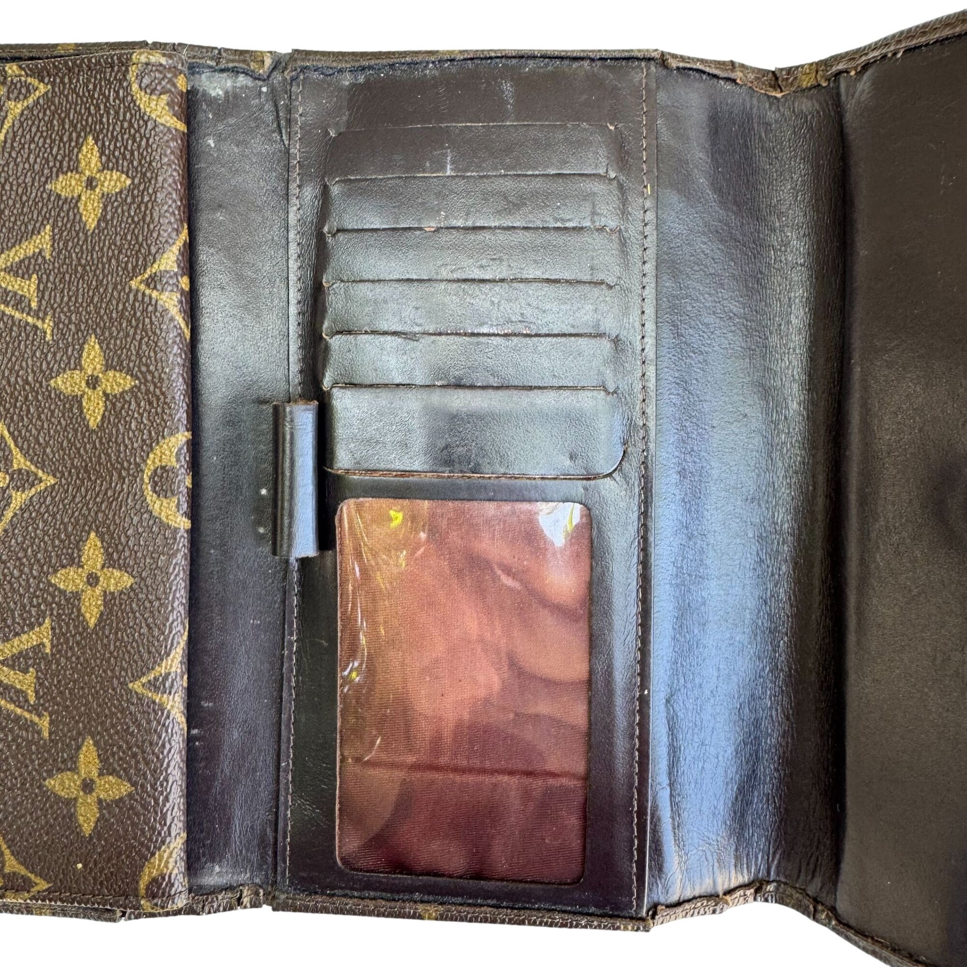 Louis Vuitton Vintage Monogram Canvas Trifold Wallet Card Holder Checkbook Cover