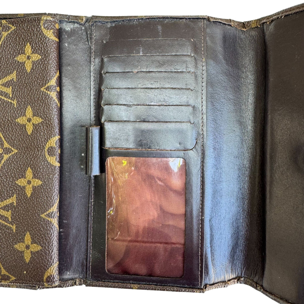 Louis Vuitton Vintage Monogram Canvas Trifold Wallet Card Holder Checkbook Cover
