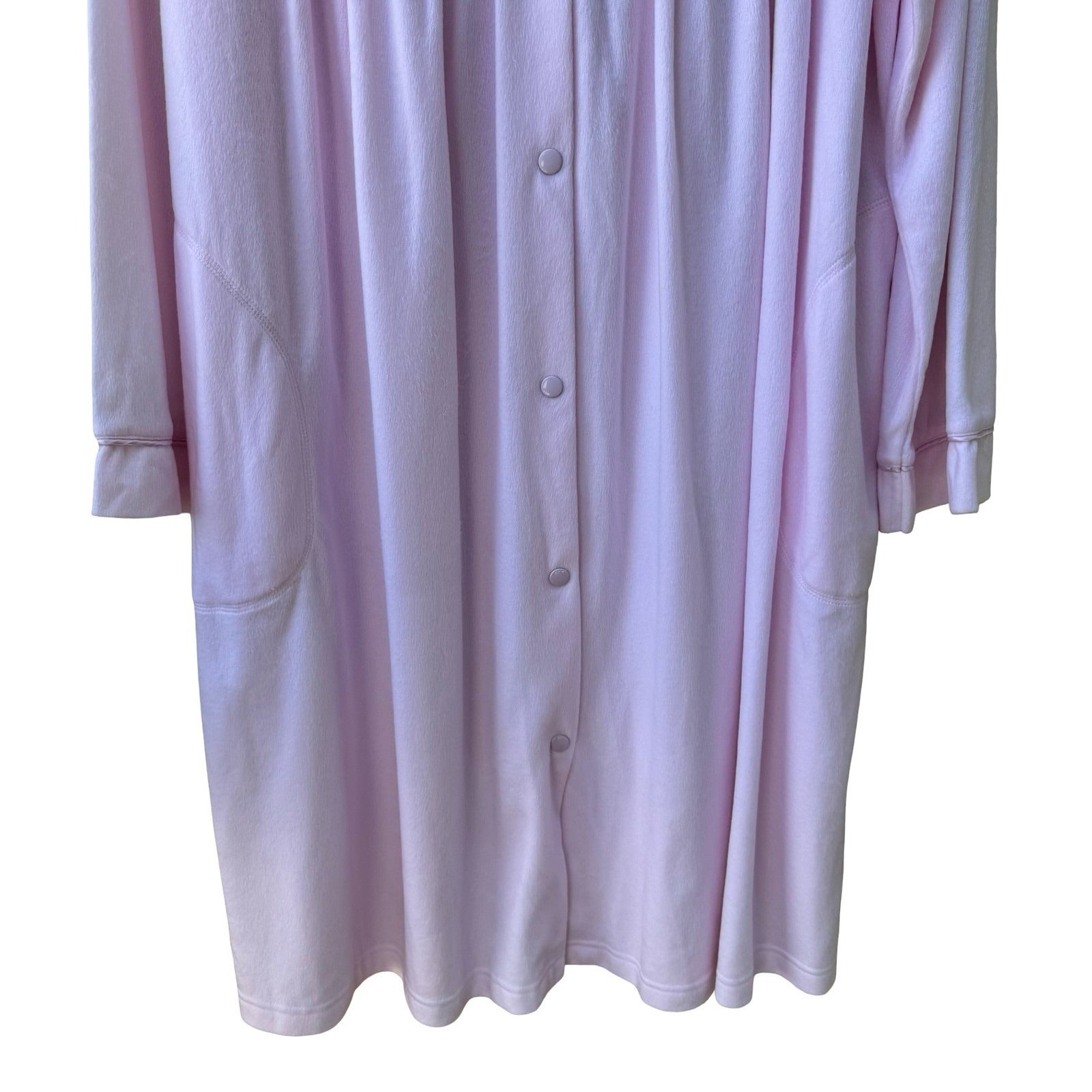 Jasmine Rose Coquette Grandmacore Pink Embroidered Smocked Fleece Robe L NWT