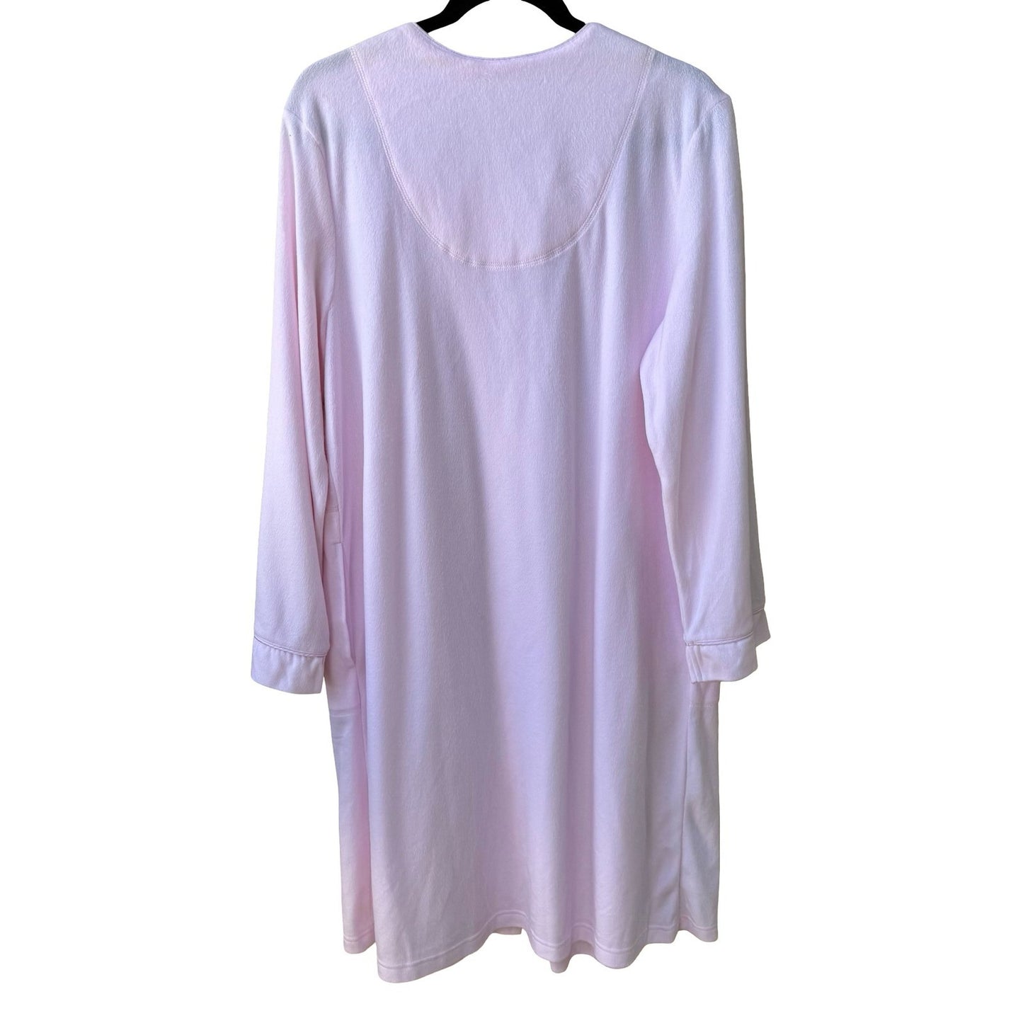 Jasmine Rose Coquette Grandmacore Pink Embroidered Smocked Fleece Robe L NWT