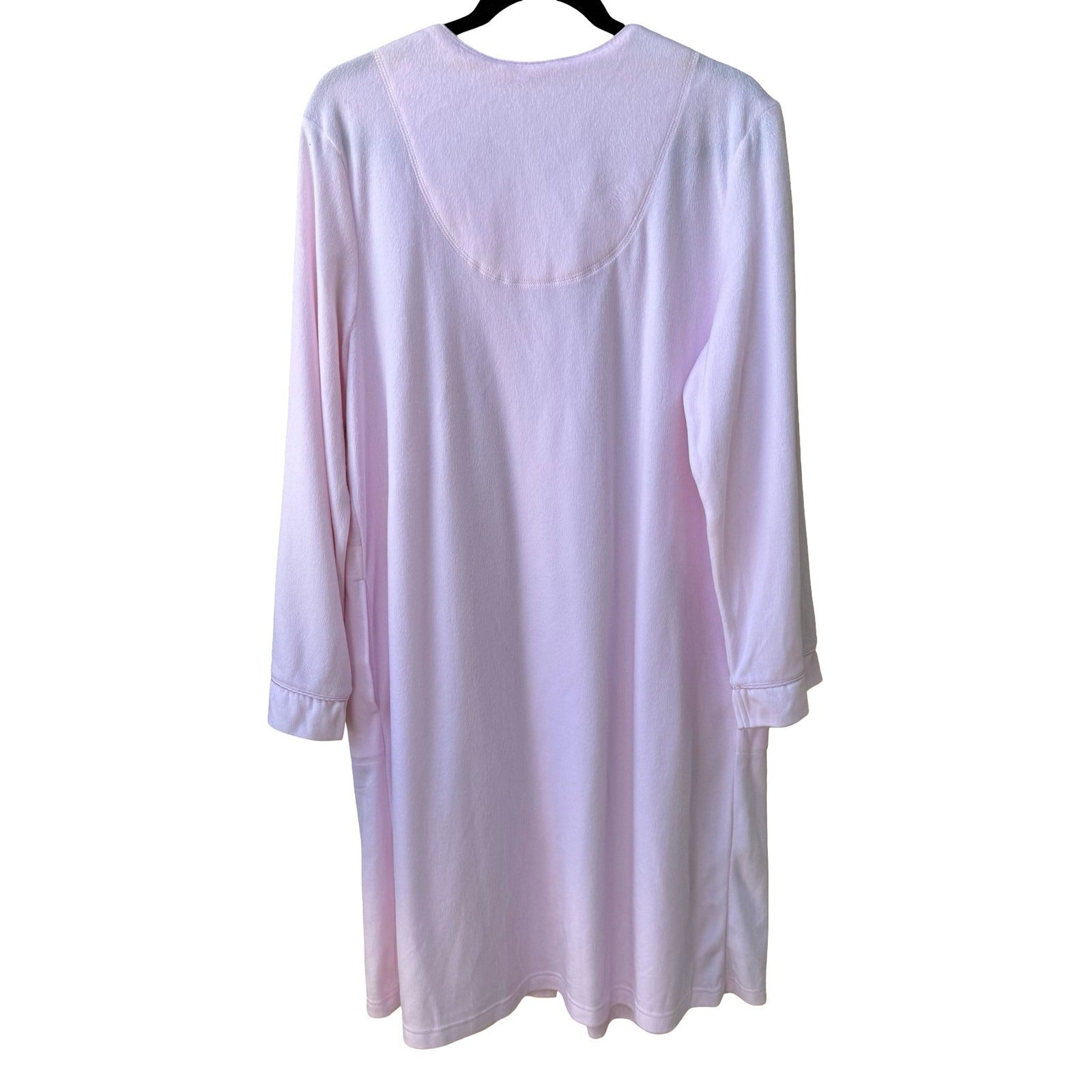 Jasmine Rose Coquette Grandmacore Pink Embroidered Smocked Fleece Robe L NWT