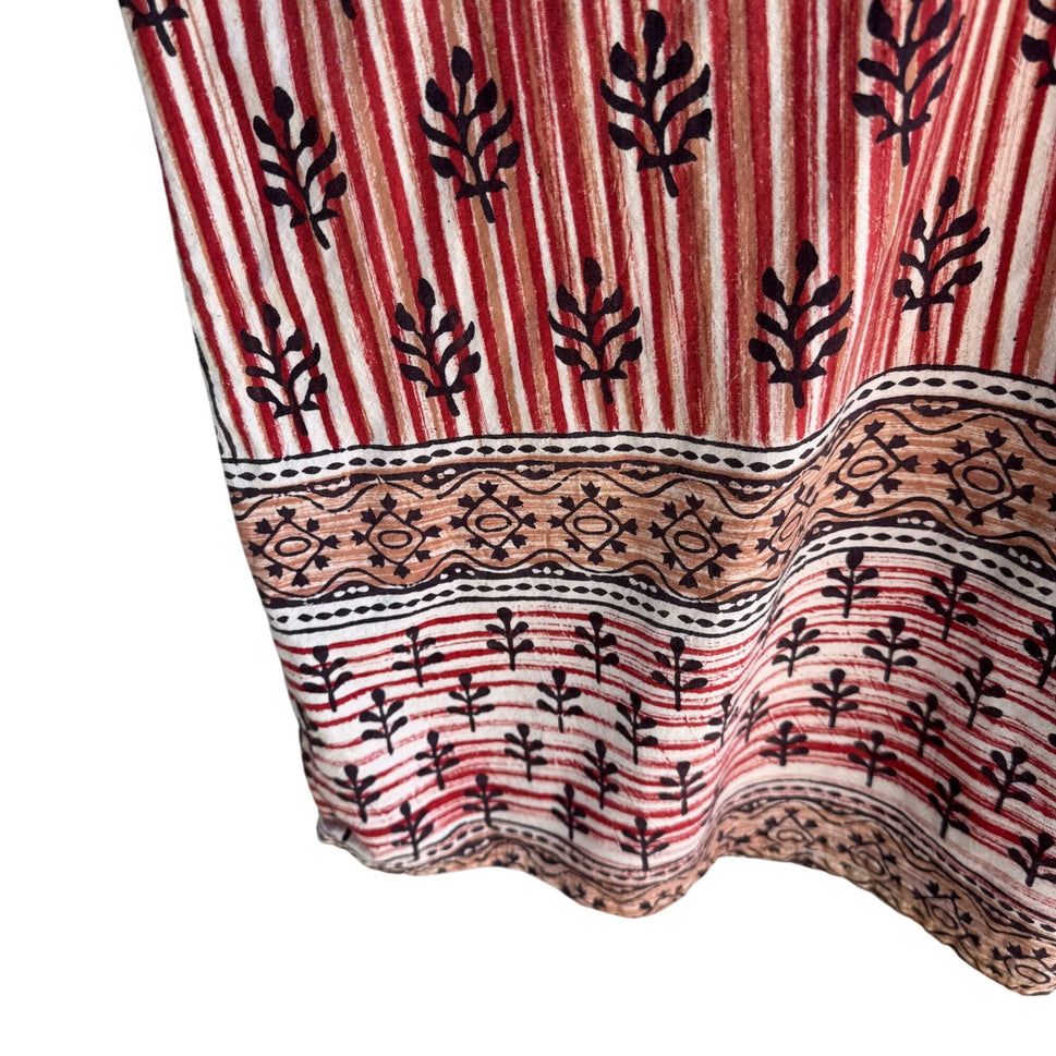 Vintage Embroidery Floral Striped Boho Festival Short Sleeve Kaftan Tunic Dress