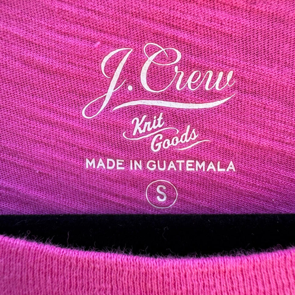 J. Crew Womens S Team Beach Graphic Shirt Pink Slub Cotton Coastal Barbiecore
