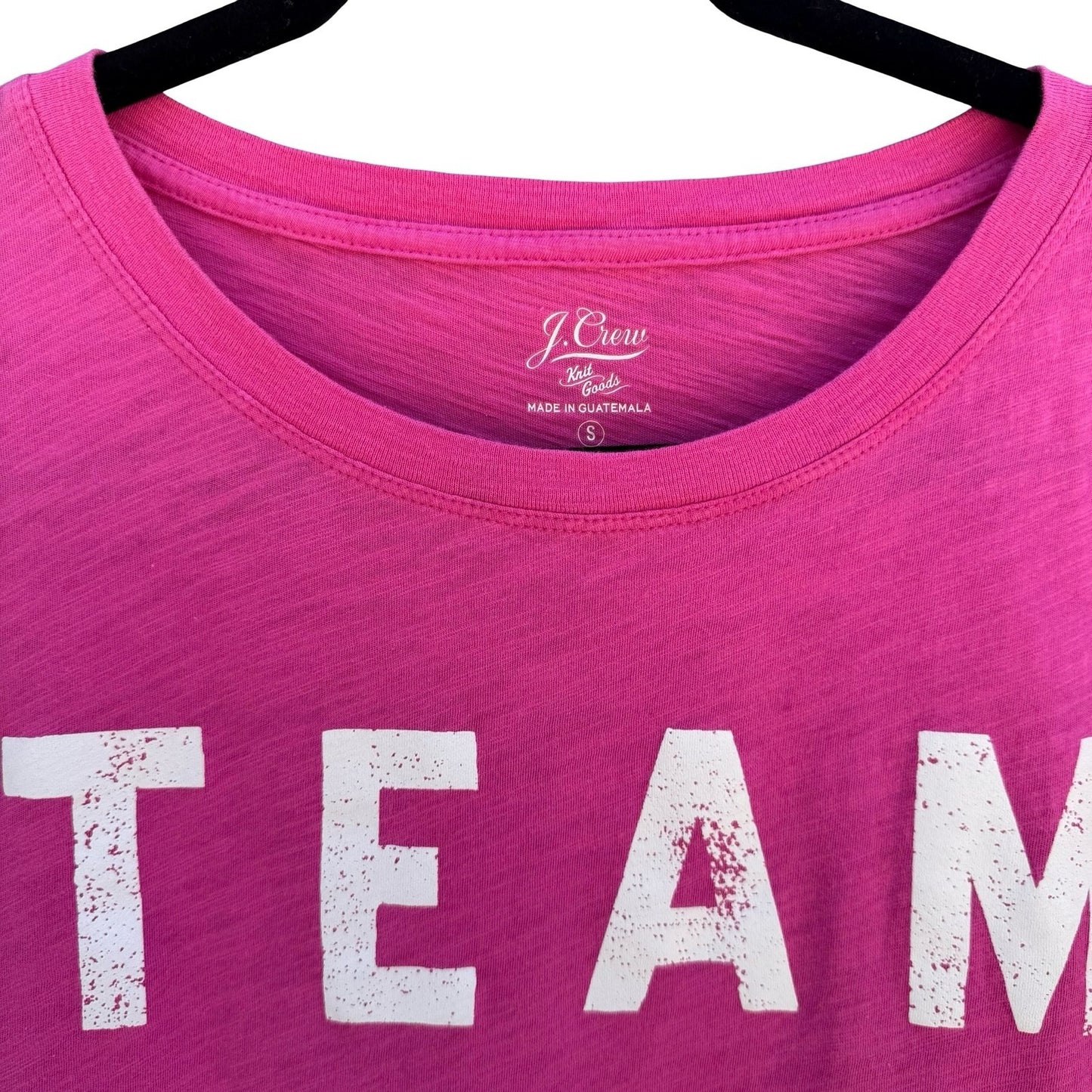 J. Crew Womens S Team Beach Graphic Shirt Pink Slub Cotton Coastal Barbiecore