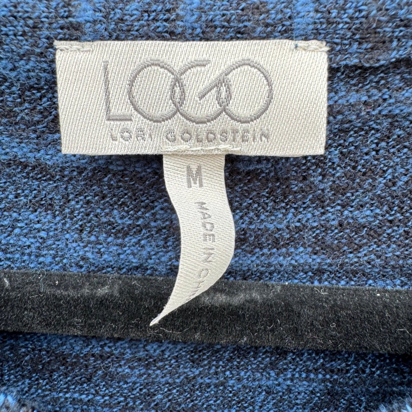 LOGO Lori Goldstein Womens Blue Marled V-Neck Sharkbite Hem Sweater Pockets M