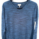 Switch LOGO Lori Goldstein Womens Blue Marled V-Neck Sharkbite Hem Sweater Pockets M 3 image