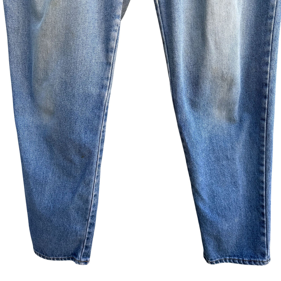 Freego Vintage 80s Womens High-Waisted Pleated Light Blue Worn Denim Jeans 28x31